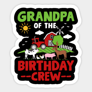 Grandpa Farm Animals Tractor Birthday Sticker